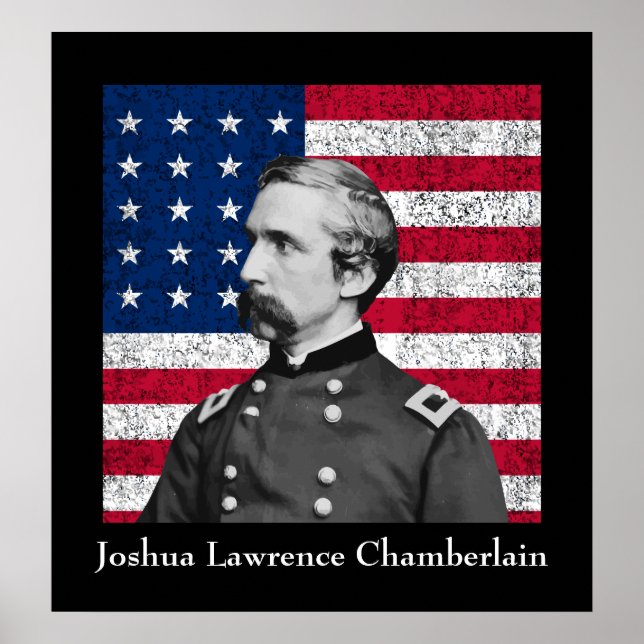 General Chamberlain och American Flagga Poster (Framsidan)