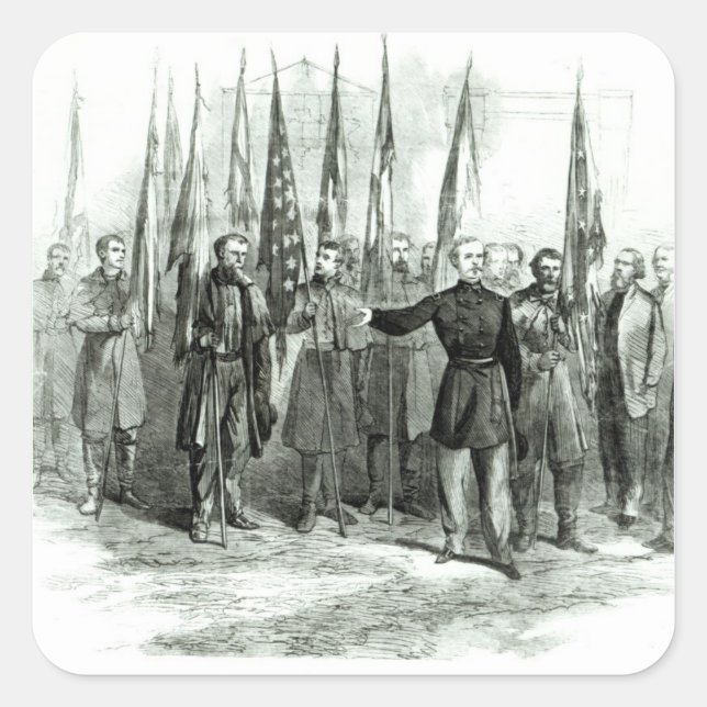 General Custer Fyrkantigt Klistermärke (Framsida)