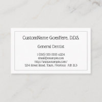 General Dentist-Affärskortet med låg Nyckel