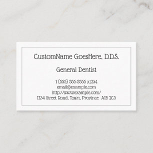 General Dentist-Affärskortet med låg Nyckel Visitkort