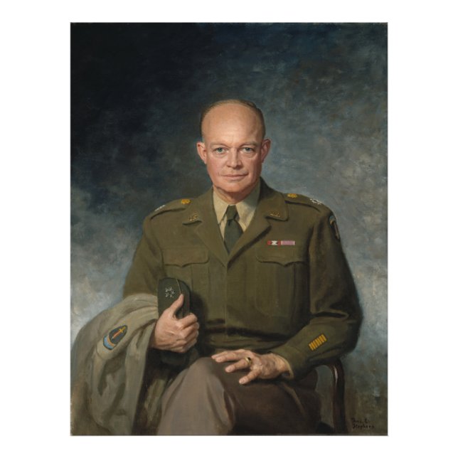General Dwight Eisenhower 5 Star Paated Porträtt Fototryck (Framsidan)