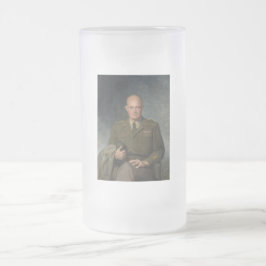 General Dwight Eisenhower 5 Star Paated Porträtt Frostat Ölglas