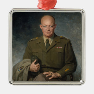 General Dwight Eisenhower 5 Star Paated Porträtt Julgransprydnad Metall