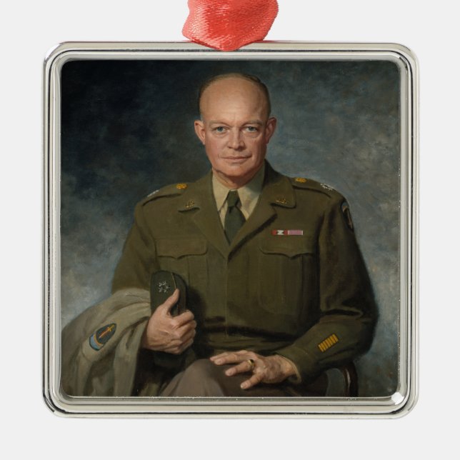 General Dwight Eisenhower 5 Star Paated Porträtt Julgransprydnad Metall (Framsidan)