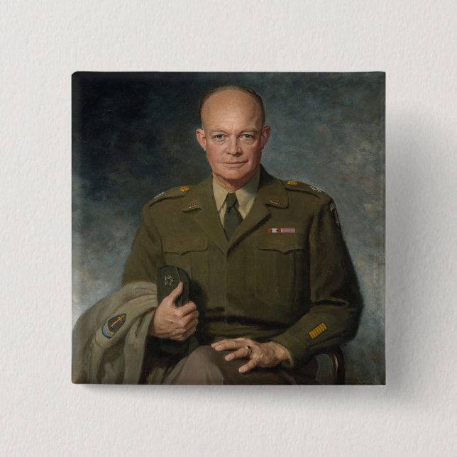 General Dwight Eisenhower 5 Star Paated Porträtt Knapp (Framsida)