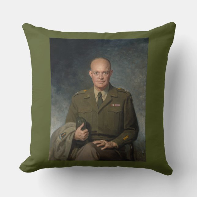 General Dwight Eisenhower 5 Star Paated Porträtt Kudde (Framsida)