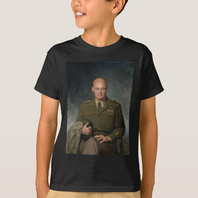 General Dwight Eisenhower 5 Star Paated Porträtt T Shirt (Framsida)