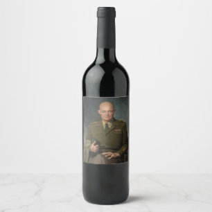 General Dwight Eisenhower 5 Star Paated Porträtt Vinflaska Etikett