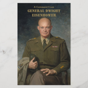 General Dwight Eisenhower 5-stjärnig målad porträt Brevpapper
