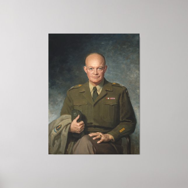 General Dwight Eisenhower 5-stjärnig målad porträt Canvastryck (Framsida)