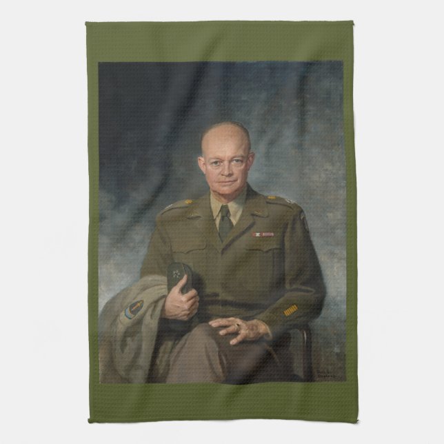 General Dwight Eisenhower 5-stjärnig målad porträt Kökshandduk (Vertikal)