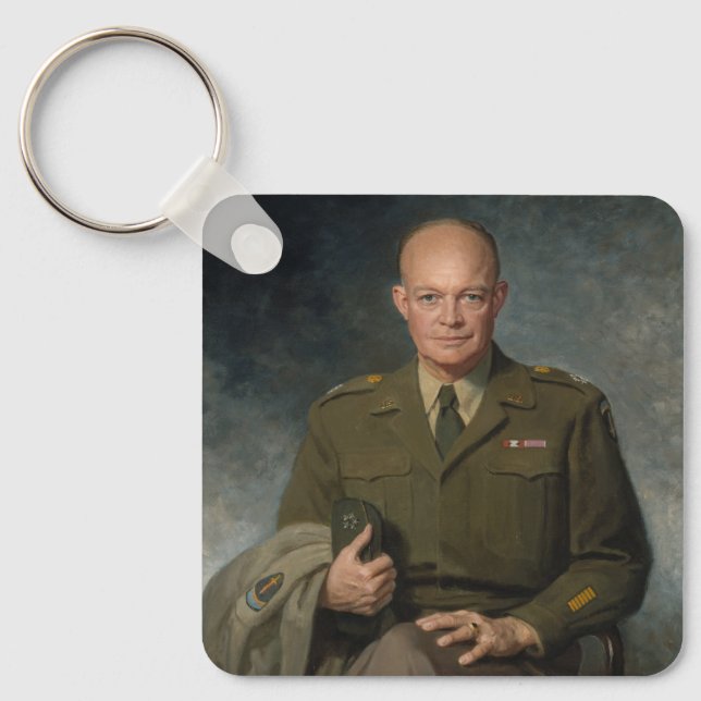 General Dwight Eisenhower 5-stjärnig målning portr Nyckelring (Framsida)