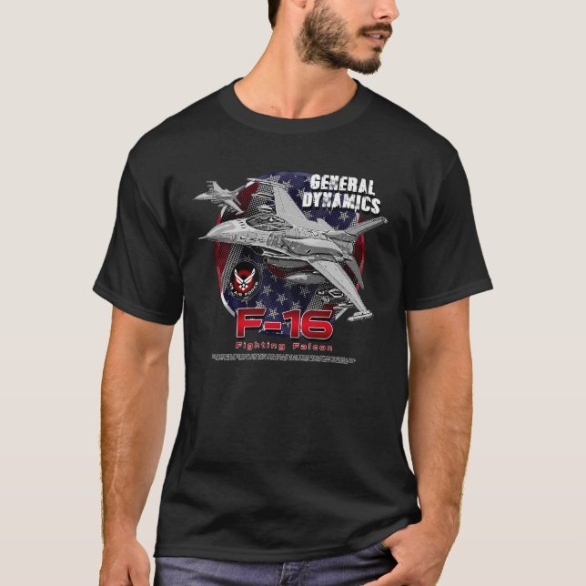 General Dynamics F-16 Fighting Falcon T Shirt (Framsida)