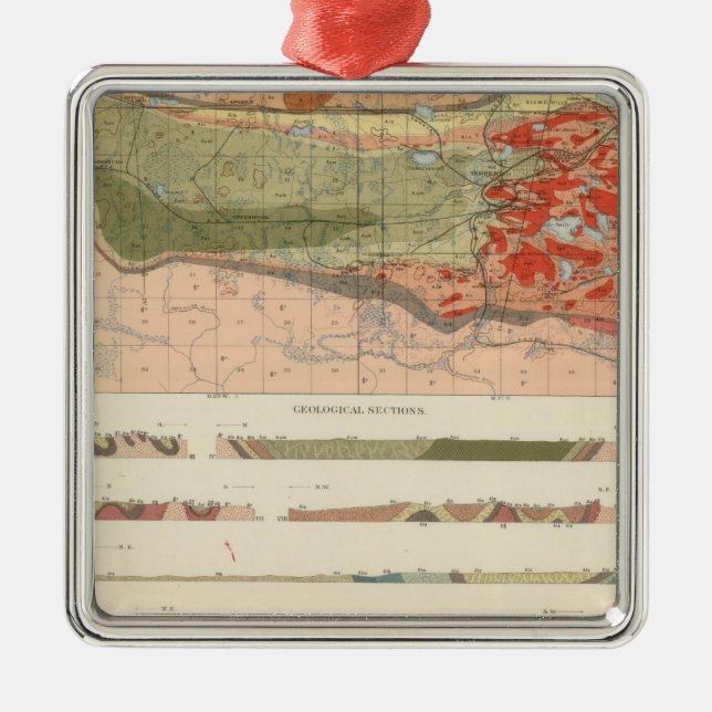 General Geological Karta i Marquette-distriktet Julgransprydnad Metall (Framsidan)