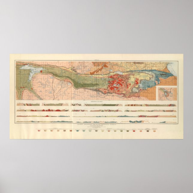 General Geological Karta i Marquette-distriktet Poster (Framsidan)