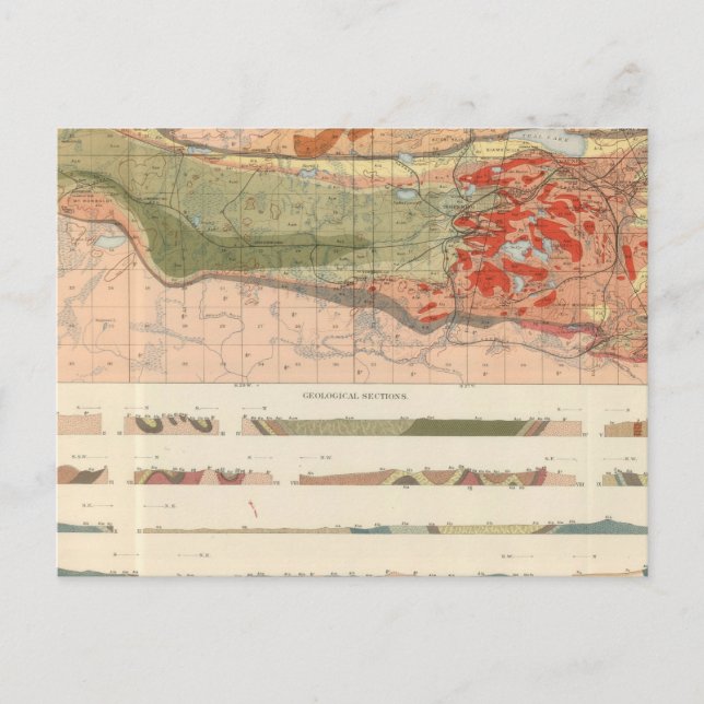 General Geological Karta i Marquette-distriktet Vykort (Framsida)