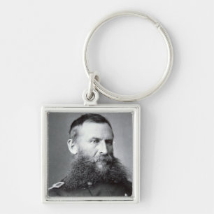General George Böja (b-/wfotoet) Fyrkantig Silverfärgad Nyckelring