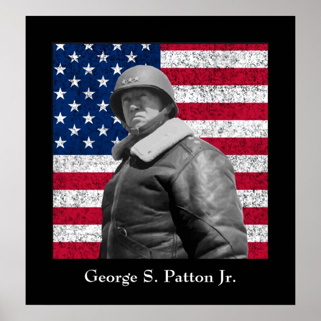 General George S. Patton och The USA Flagga Poster (Framsidan)
