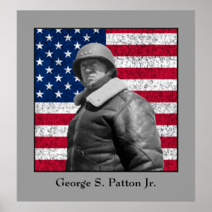General George S. Patton och The USA Flagga Poster