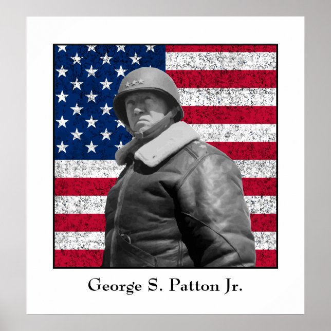 General George S. Patton och The USA Flagga Poster (Framsidan)