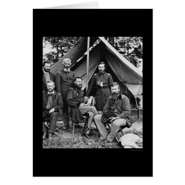 General George Stoneman & staff vid Fair Oaks 1862 Hälsningskort (Framsidan)