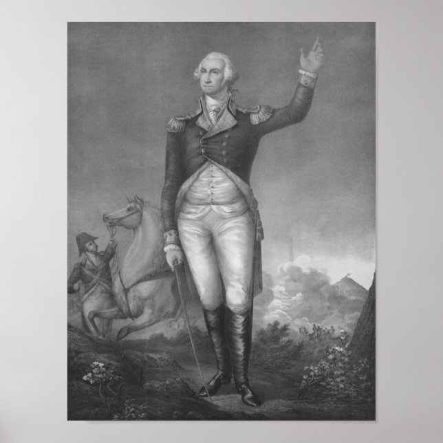 General George Washington in Uniform Lithograph Poster (Framsidan)