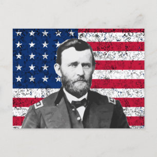 General Grant och American Flagga Vykort