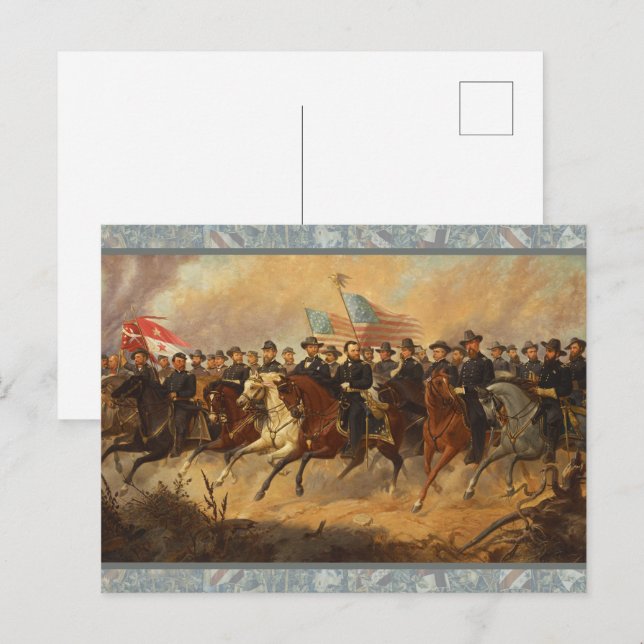 General Grant och hans generaler Inbördeskrigskons Vykort (Fram/baksida)