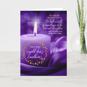 General Guld Star Mors dag Lila Candle Helgkort
