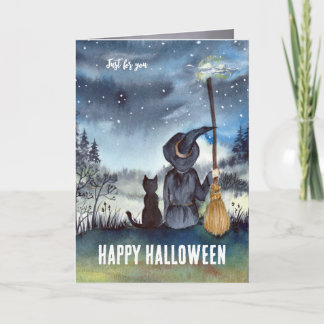 General Happy halloween Black Cat och Witch Kort