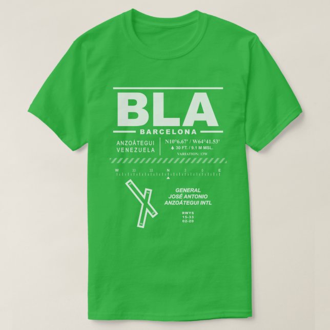 General José Antonio Anzoátegui Airport BLA TShrit Tee Shirt (Design framsida)