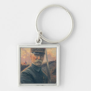 General Joseph Gallieni Fyrkantig Silverfärgad Nyckelring
