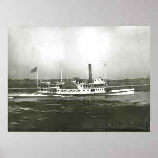 General Lincoln Steamboat utanför Massachusetts Ku Poster