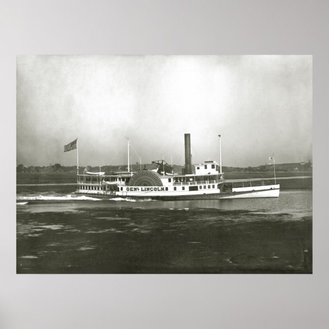 General Lincoln Steamboat utanför Massachusetts Ku Poster (Framsidan)