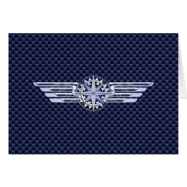 General Luft Pilot Chrome like Vingar Compass Hälsningskort (Framsidan Horizontal)