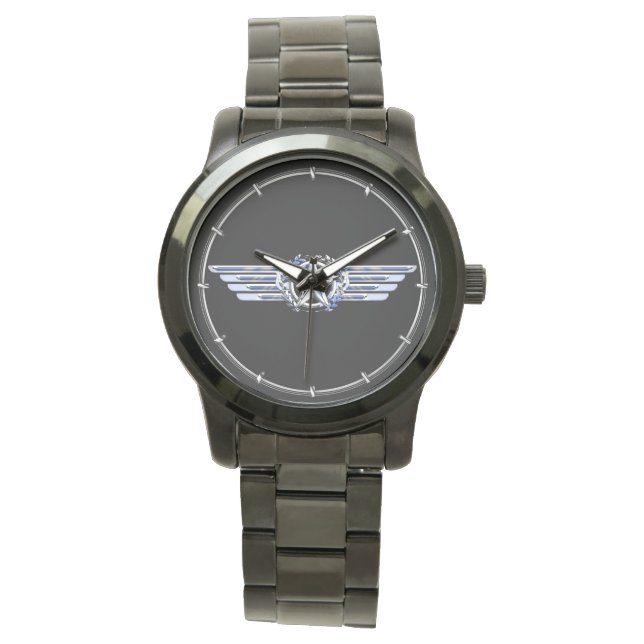 General Luft Pilot Chrome som Star Vingar Black Armbandsur (Framsida)