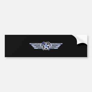 General Luft Pilot Chrome som Star Vingar Black Bildekal