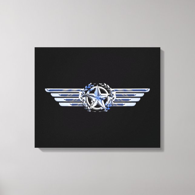 General Luft Pilot Chrome som Star Vingar Black Canvastryck (Framsida)