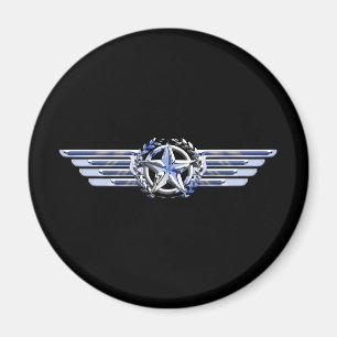 General Luft Pilot Chrome som Star Vingar Black Magnet