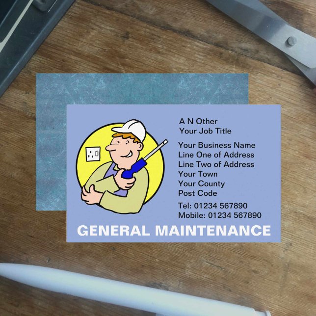 General Maintenance Cartoon Business Card Visitkort (Skapare uppladdad)