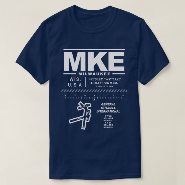 General Mitchell Internationell Airport MKE T-Shir Tee (Design framsida)