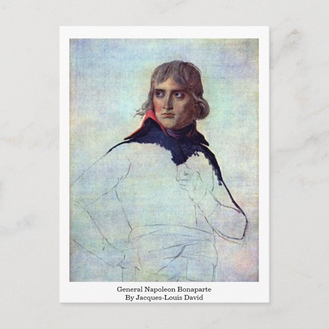 General Napoleon Bonaparte av Jacques-Louis David Vykort (Framsida)