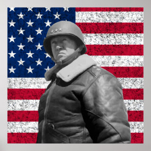 General Patton och American Flagga Poster