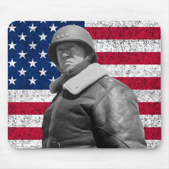 General Patton och amerikanska flaggan Musmatta (Framsidan)