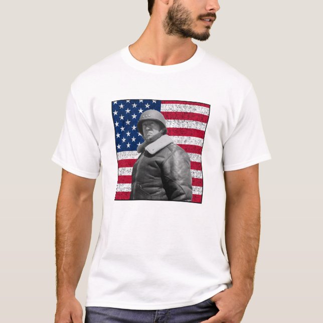 General Patton och amerikanska flaggan Tee (Framsida)