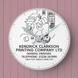 General Printers Printing Company Round Clock Rund Klocka