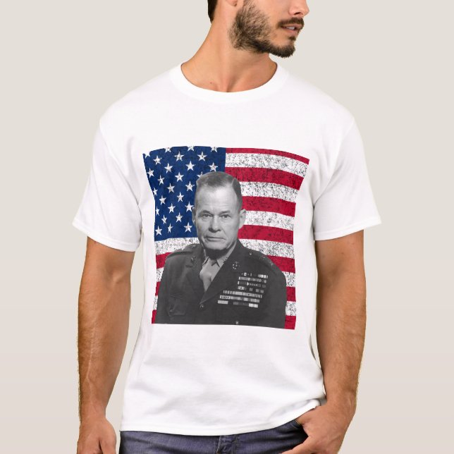 General Puller och amerikanska flaggan Tee (Framsida)