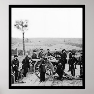 General Sherman Leaning om en Gun i Atlanta 1864 Poster
