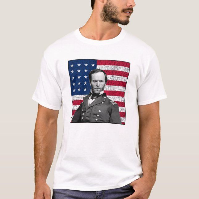 General Sherman och amerikanska flaggan Tröja (Framsida)