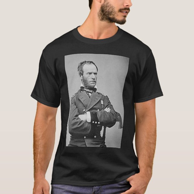 General Sherman och citationstecken - svart Tee (Framsida)